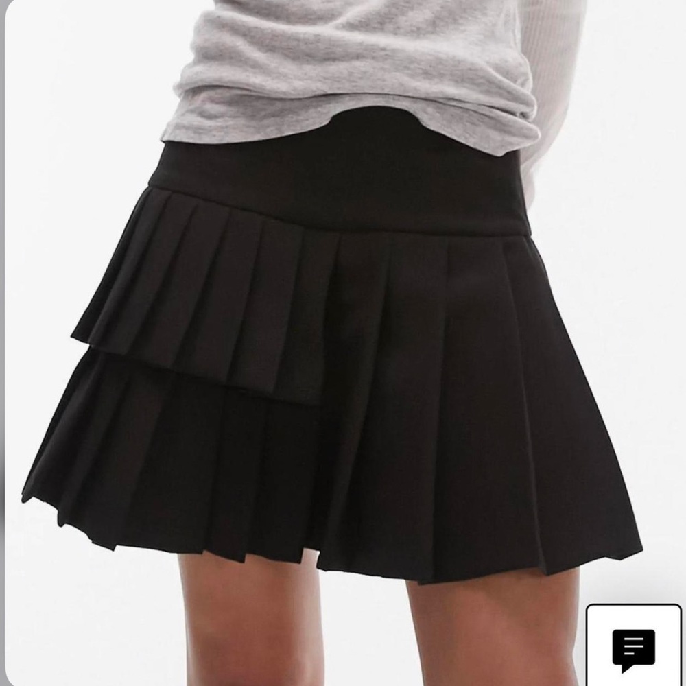 Topshop Pleated Tiered Tennis Skirt Black Size 4